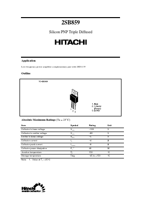 2SB859 Datasheet PDF Hitachi -> Renesas Electronics
