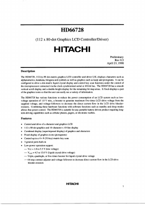 HD66728 Datasheet PDF Hitachi -> Renesas Electronics