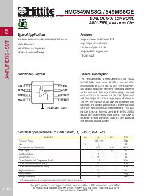 HMC549MS8GE Datasheet PDF Hittite Microwave