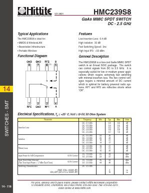 HMC239S8 Datasheet PDF Hittite Microwave