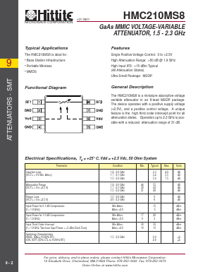 HMC210MS8 Datasheet PDF Hittite Microwave