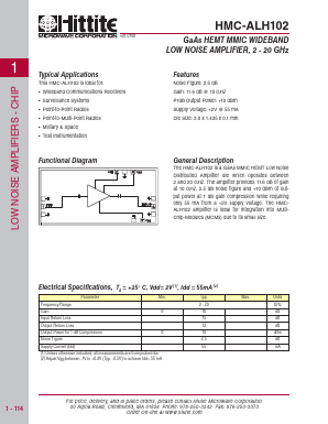 HMC-ALH102 Datasheet PDF Hittite Microwave