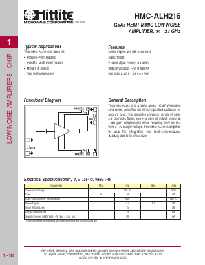 HMC-ALH216 Datasheet PDF Hittite Microwave