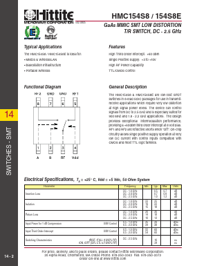HMC154S8 Datasheet PDF Hittite Microwave