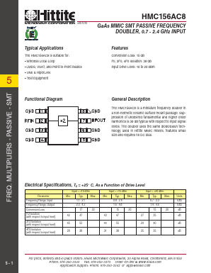 HMC156AC8 Datasheet PDF Hittite Microwave