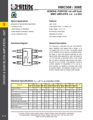 HMC308E Datasheet PDF Hittite Microwave
