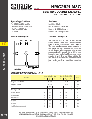 HMC292LM3C Datasheet PDF Hittite Microwave