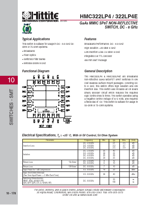HMC322LP4 Datasheet PDF Hittite Microwave