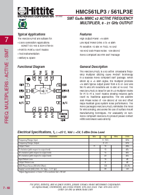 HMC561LP3E Datasheet PDF Hittite Microwave