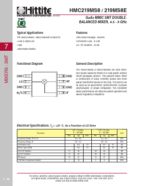 HMC219MS8 Datasheet PDF Hittite Microwave