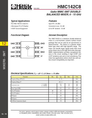 HMC142C8 Datasheet PDF Hittite Microwave