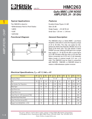 HMC263 Datasheet PDF Hittite Microwave