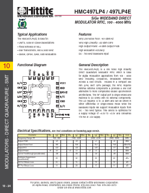 HMC497LP4E Datasheet PDF Hittite Microwave