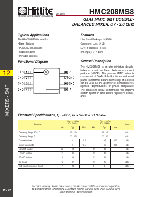 HMC208MS8 Datasheet PDF Hittite Microwave