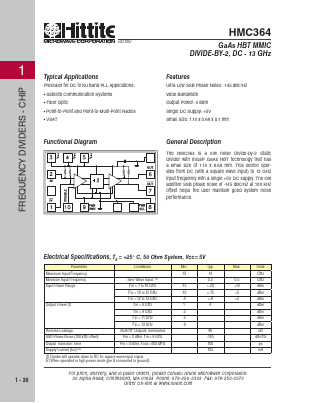 HMC364 Datasheet PDF Hittite Microwave