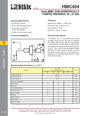 HMC404 Datasheet PDF Hittite Microwave