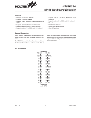 HT82K28A Datasheet PDF Holtek Semiconductor