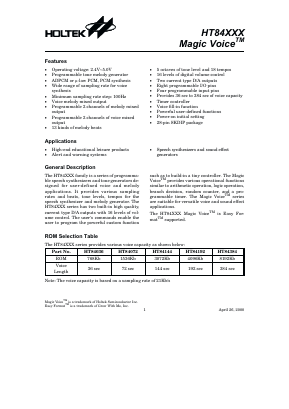 HT84XXX Datasheet PDF Holtek Semiconductor