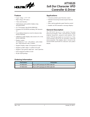 HT16525 Datasheet PDF Holtek Semiconductor