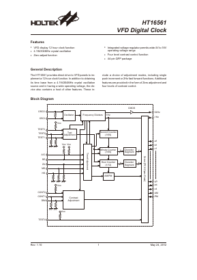 HT16561 Datasheet PDF Holtek Semiconductor