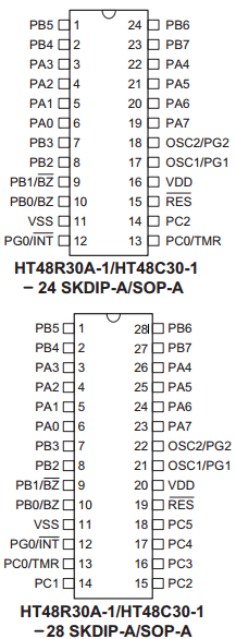 HT48R30A-1 Datasheet PDF Holtek Semiconductor