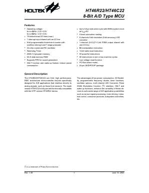 HT46R22 Datasheet PDF Holtek Semiconductor