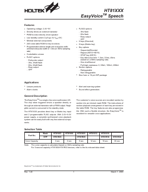 HT81XXX Datasheet PDF Holtek Semiconductor