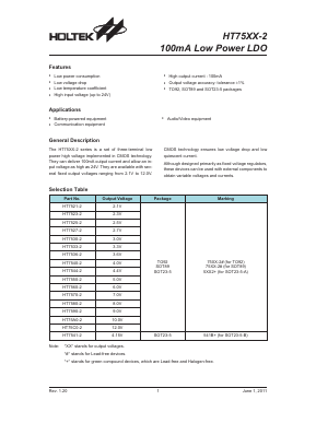 HT7541-2 Datasheet PDF Holtek Semiconductor