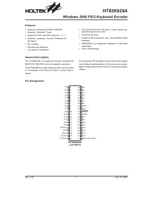 HT82K628A Datasheet PDF Holtek Semiconductor