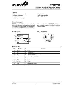 HT82V732-8 Datasheet PDF Holtek Semiconductor