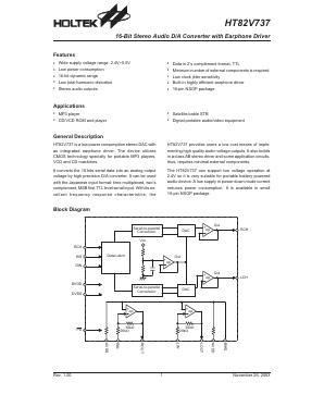 HT82V737 Datasheet PDF Holtek Semiconductor