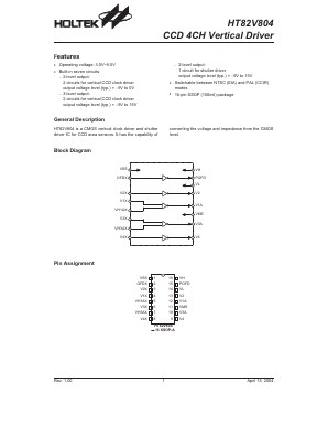 HT82V804 Datasheet PDF Holtek Semiconductor
