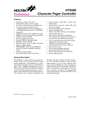 HT9580 Datasheet PDF Holtek Semiconductor