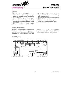 HT9011 Datasheet PDF Holtek Semiconductor
