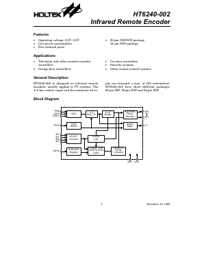 HT6240-002 Datasheet PDF Holtek Semiconductor