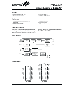 HT6240 Datasheet PDF Holtek Semiconductor