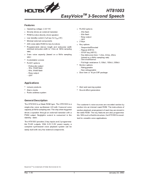 HT81003_02 Datasheet PDF Holtek Semiconductor