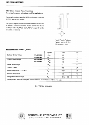 2N5401 Datasheet PDF Honey Technology