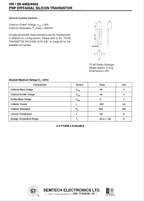 HN/2N4402 Datasheet PDF Honey Technology