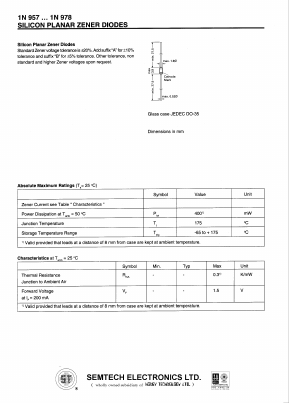 1N957A Datasheet PDF Honey Technology
