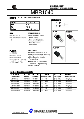 MBR1040Z Datasheet PDF Jilin Sino-Microelectronics
