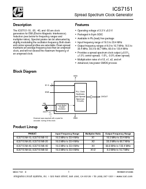 ICS7151 Datasheet PDF Integrated Circuit Systems