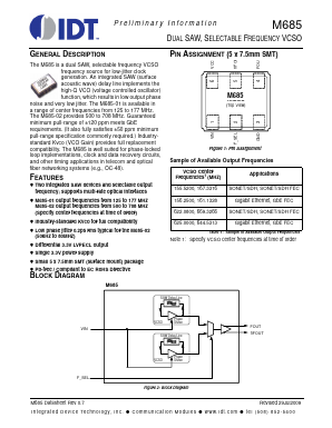 M685 Datasheet PDF Integrated Circuit Systems