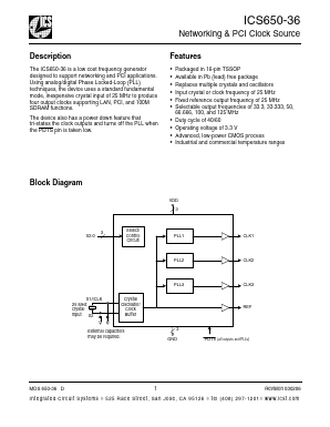 ICS650G-36 Datasheet PDF Integrated Circuit Systems