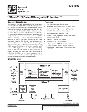 ICS1890Y Datasheet PDF Integrated Circuit Systems
