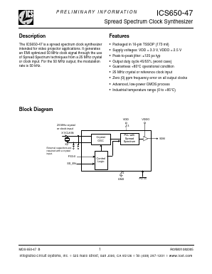 ICS650GI-47LFT Datasheet PDF Integrated Circuit Systems
