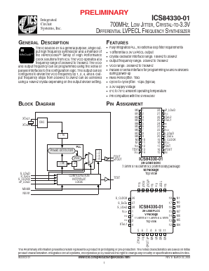 ICS84330-01 Datasheet PDF Integrated Circuit Systems
