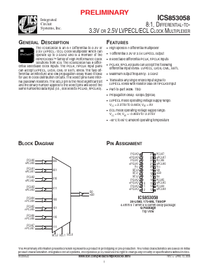 ICS853058 Datasheet PDF Integrated Circuit Systems