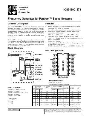 ICS9169CJ-273 Datasheet PDF Integrated Circuit Systems