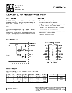 ICS9169CF-36 Datasheet PDF Integrated Circuit Systems